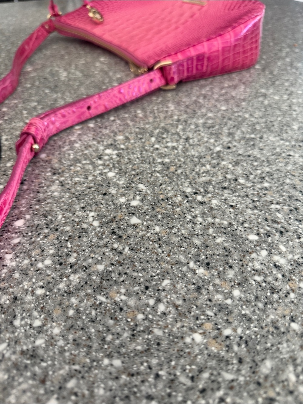 Brahmin Hot Pink Croc-Embossed Leather Shoulder Bag - Picture 14 of 15